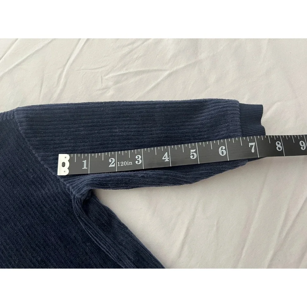 Old Navy Infant Boys Navy Blue Ribbed Corduroy Bear Ear Hoodie 6-12M (0974)